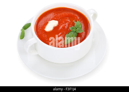 Soupe de tomate repas au tasse de tomates isolé sur fond blanc Banque D'Images