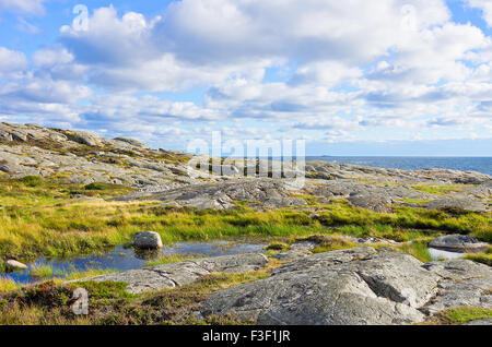 Paysage côtier dans une réserve naturelle, sur la côte occidentale de la Suède. Banque D'Images