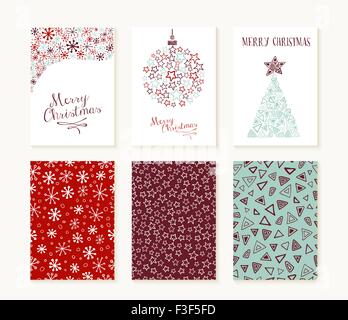 Joyeux noël ensemble de modèles sans couture avec décoration de Noël a décrit les formes et les modèles de texte. Idéal pour maison de vacances card Illustration de Vecteur