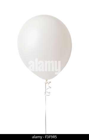 Single White Balloon avec copie espace isolé sur fond blanc. Banque D'Images