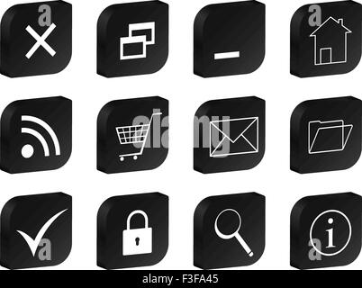 3D noir icon set. Vector illustration. Illustration de Vecteur