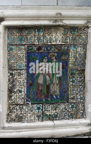 Les carreaux de céramique carreaux décoratifs Parshwanath parasnath Jain temples Temple Jainisme Calcutta Calcutta Inde Bengale Ouest Banque D'Images