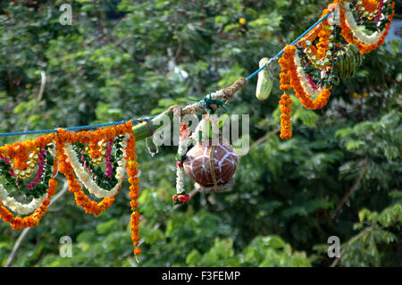 Dahi Hundi pendu ; Janmashtami janmashtami haut gokul ashtami govinda ; Festival ; Bombay Mumbai maharashtra Inde ; Banque D'Images