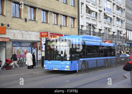 Bus bleu, Göteborg, Comté de Vastra Gotaland, Suède, pays nordiques, Europe Banque D'Images