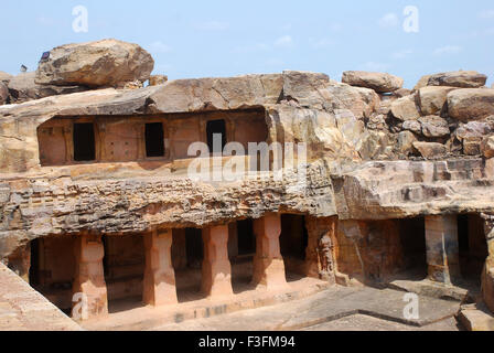 Grottes d'Udayagiri, grottes de Khandagiri, grottes de Kattaka, grottes de Cuttach, Bhubaneswar, Orissa, Odisha, Inde, Asie Banque D'Images