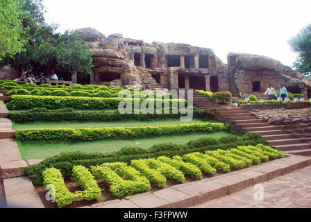 Grottes d'Udayagiri, grottes de Khandagiri, grottes de Kattaka, grottes de Cuttach, Bhubaneswar, Orissa, Odisha, Inde, Asie Banque D'Images