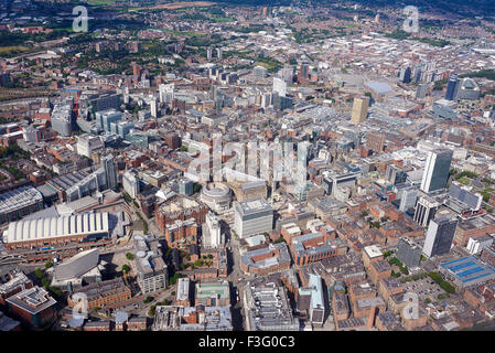 Une vue aérienne du centre-ville de Manchester, au nord ouest de l'Angleterre Banque D'Images