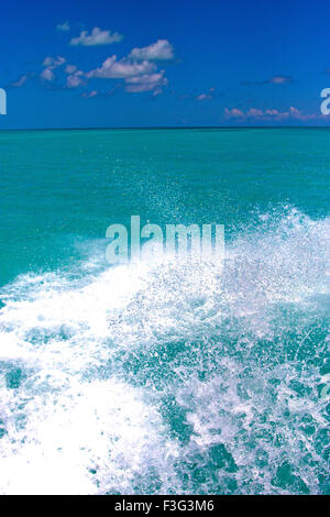 La masse dans le mexique et froath mousse bleue la mer drop journée ensoleillée Banque D'Images
