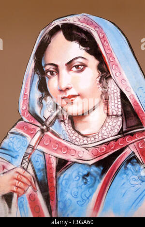 Begum Hazrat Mahal, épouse de Nawab Wajid Ali Shah, grand combattant de la liberté, première guerre d'indépendance, mutinerie indienne, rébellion indienne, Inde, 1857, ancienne image du xixe siècle Banque D'Images