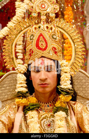 Personnage mythologique hindou ; Ramleela de Ramayan ; playing rôle des dusera Bharat stage festival Dussera Banque D'Images