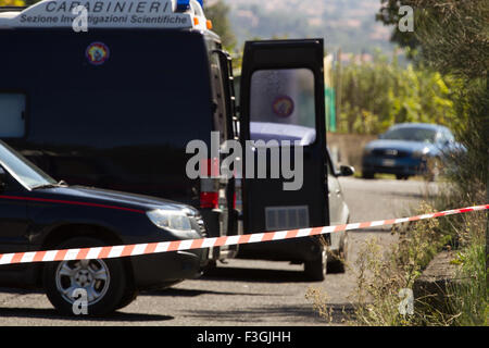 Nicolosi, Sicile, Italie. 7 octobre 2015. Une fille de vingt, Giordana Di Stefano, a été poignardé à mort dans sa voiture à Nicolosi, dans Banque D'Images