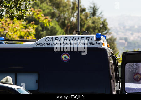 Nicolosi, Sicile, Italie. 7 octobre 2015. Une fille de vingt, Giordana Di Stefano, a été poignardé à mort dans sa voiture à Nicolosi, dans Banque D'Images