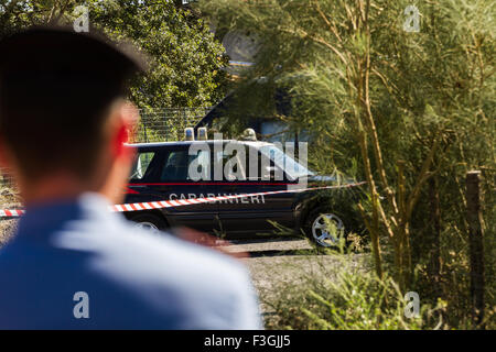 Nicolosi, Sicile, Italie. 7 octobre 2015. Une fille de vingt, Giordana Di Stefano, a été poignardé à mort dans sa voiture à Nicolosi, dans Banque D'Images