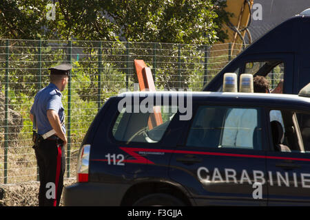 Nicolosi, Sicile, Italie. 7 octobre 2015. Une fille de vingt, Giordana Di Stefano, a été poignardé à mort dans sa voiture à Nicolosi, dans Banque D'Images