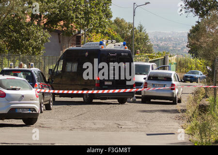 Nicolosi, Sicile, Italie. 7 octobre 2015. Une fille de vingt, Giordana Di Stefano, a été poignardé à mort dans sa voiture à Nicolosi, dans Banque D'Images