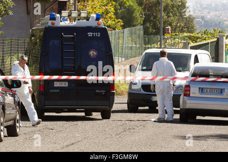 Nicolosi, Sicile, Italie. 7 octobre 2015. Une fille de vingt, Giordana Di Stefano, a été poignardé à mort dans sa voiture à Nicolosi, dans Banque D'Images