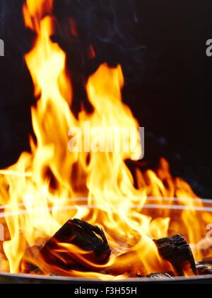 Le feu, brûlant du charbon de bois Banque D'Images