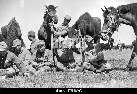La guerre sino-japonaise 1931-1945. Unité de cavalerie japonais vers 1940 Banque D'Images