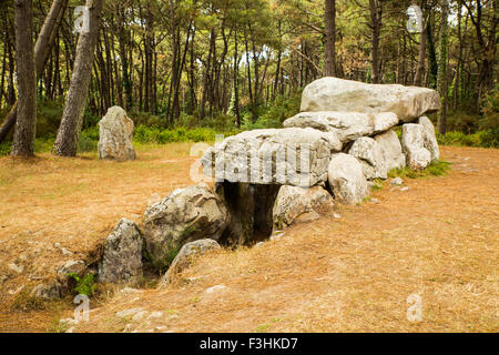 La préhistoire Dolmen de Mané Kerioned, Carnac, Morbihan, Bretagne, Banque D'Images