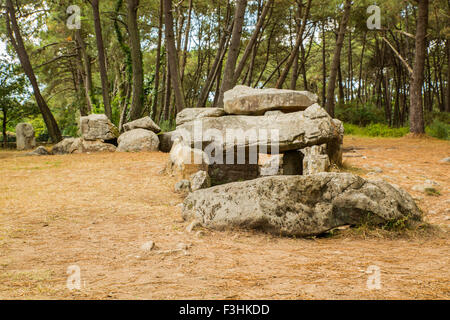 La préhistoire Dolmen de Mané Kerioned, Carnac, Morbihan, Bretagne, Banque D'Images