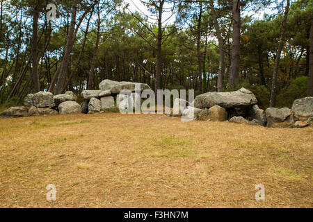 La préhistoire Dolmen de Mané Kerioned, Carnac, Morbihan, Bretagne, Banque D'Images