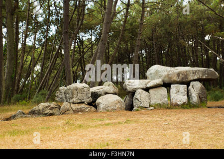 La préhistoire Dolmen de Mané Kerioned, Carnac, Morbihan, Bretagne, Banque D'Images