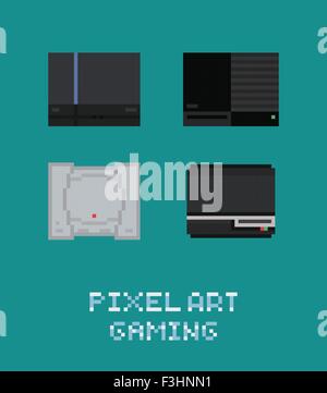 Pixel art vector retro console de jeux vidéo illustraion icon set Illustration de Vecteur
