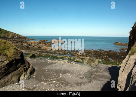 N.DEVON ILFRACOMBE ; ; ; PLAGE DE GENTLEMAN ILFRACOMBE (roche, sable, calcaire, schiste) Banque D'Images