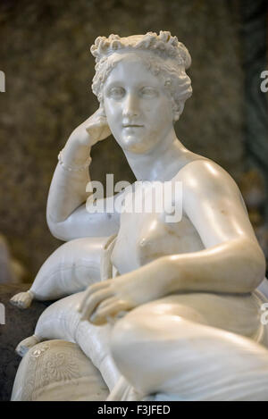 Rome. L'Italie. Galleria Borghese, Pauline Bonaparte comme Vénus sculpture , victorieux par Antonio Canova, 1805/1808. Banque D'Images