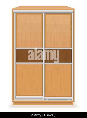 Des meubles modernes en bois armoire avec portes coulissantes vector illustration isolé sur fond blanc Illustration de Vecteur