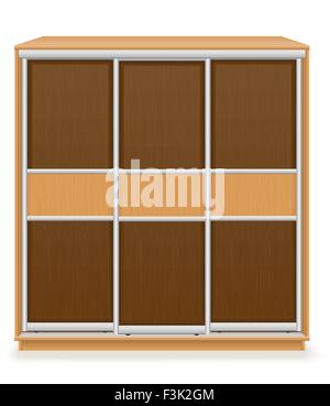 Des meubles modernes en bois armoire avec portes coulissantes vector illustration isolé sur fond blanc Illustration de Vecteur