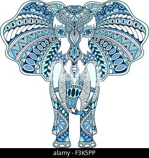 Blue Elephant indien décoré de vecteur Illustration de Vecteur