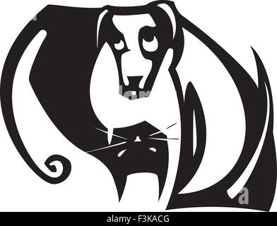 L'équilibre Yin Yang Simple image avec un chat noir et blanc chien Illustration de Vecteur