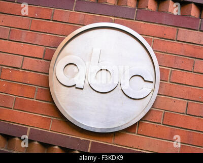 Logo signe ABC et de l'édifice, NYC Banque D'Images