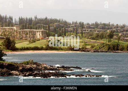 Paysage entre d'Honokohau y Kahakuloa. Maui. Hawaii. La tête et le petit Kahakuloa Pu'u Kahlui-anapa vus de l'ouest Ma Banque D'Images