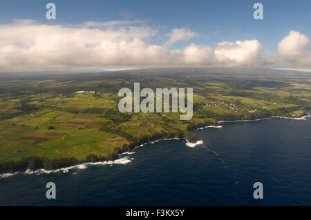 Vue aérienne. Kohala nord, Grande Île d'Hawaï. La Vallée de Pololu, North Kohala, Grande Île d'Hawaï. La côte de la Grande Île Banque D'Images