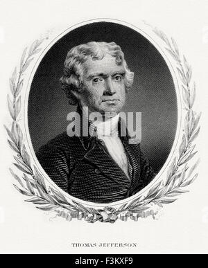 THOMAS Jefferson (1743-1826) troisième président des États-Unis d'Amérique Banque D'Images