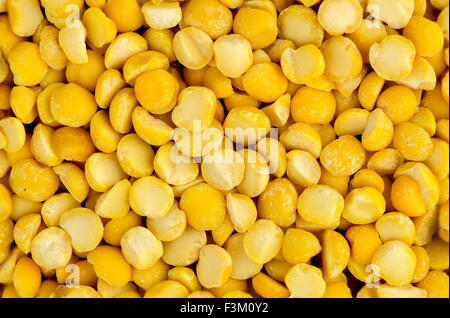 Gros plan macro de texture de fond chana jaune pois fendus Banque D'Images