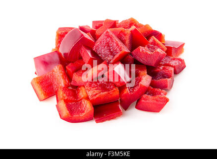 Gros plan macro de petits piments rouges isolated on white Banque D'Images