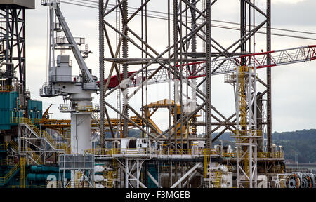 Le Rowan Stavanger jack-up rig huile accosté au quai du Prince Charles à Dundee, Royaume-Uni Banque D'Images