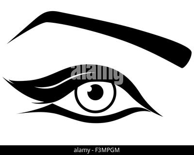 Silhouette des yeux close-up, noir et blanc dessin illustration vectorielle Illustration de Vecteur