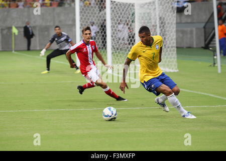 Manaus, Brésil. 09Th Oct, 2015. Lancement du match amical entre la sélection olympique du Brésil et de la sélection de la République dominicaine, s'est tenue à l'Amazon Arena. Credit : Danilo Mello/Alamy Live News Banque D'Images