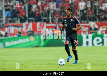 Athènes, Grèce - 16 septembre 2015 : David Alaba au cours de l'UEFA Champions League match entre l'Olympiakos et le Bayern, à Athènes, Banque D'Images