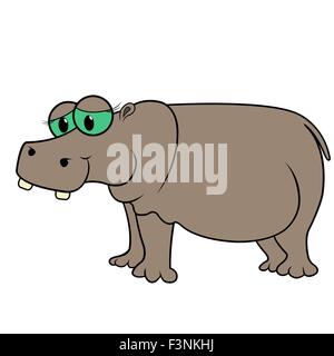 Hippopotamus isolé sur fond blanc. Dessin à la main cartoon hippo vector illustration Illustration de Vecteur