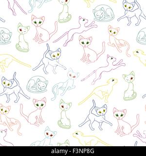 Seamless vector illustration avec des contours de chat sur fond blanc Illustration de Vecteur