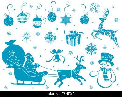 Ensemble de pochoirs design avec motifs de Noël, dessin à la main vector illustration Illustration de Vecteur