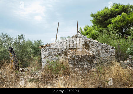 Maison en pierre authentique dans l'île de Zakynthos, Grèce. Banque D'Images