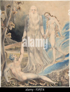 William BLake - Ange de la présence divine qui veille à Adam (La création d'Ève ; 'et elle sera appelée femme) Banque D'Images