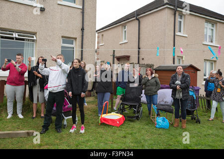 Glasgow, Royaume-Uni. Oct 11, 2015. La démolition de l'emblématique Red Road studios, dans l'East End de Glasgow, Ecosse, le dimanche, 11 octobre 2015. Crédit : Jeremy sutton-hibbert/Alamy Live News Banque D'Images