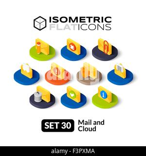 Télévision isométrique icons set 30 Illustration de Vecteur